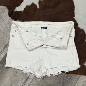 American Eagle Outfitters Frayed Hem White Jean Shorts